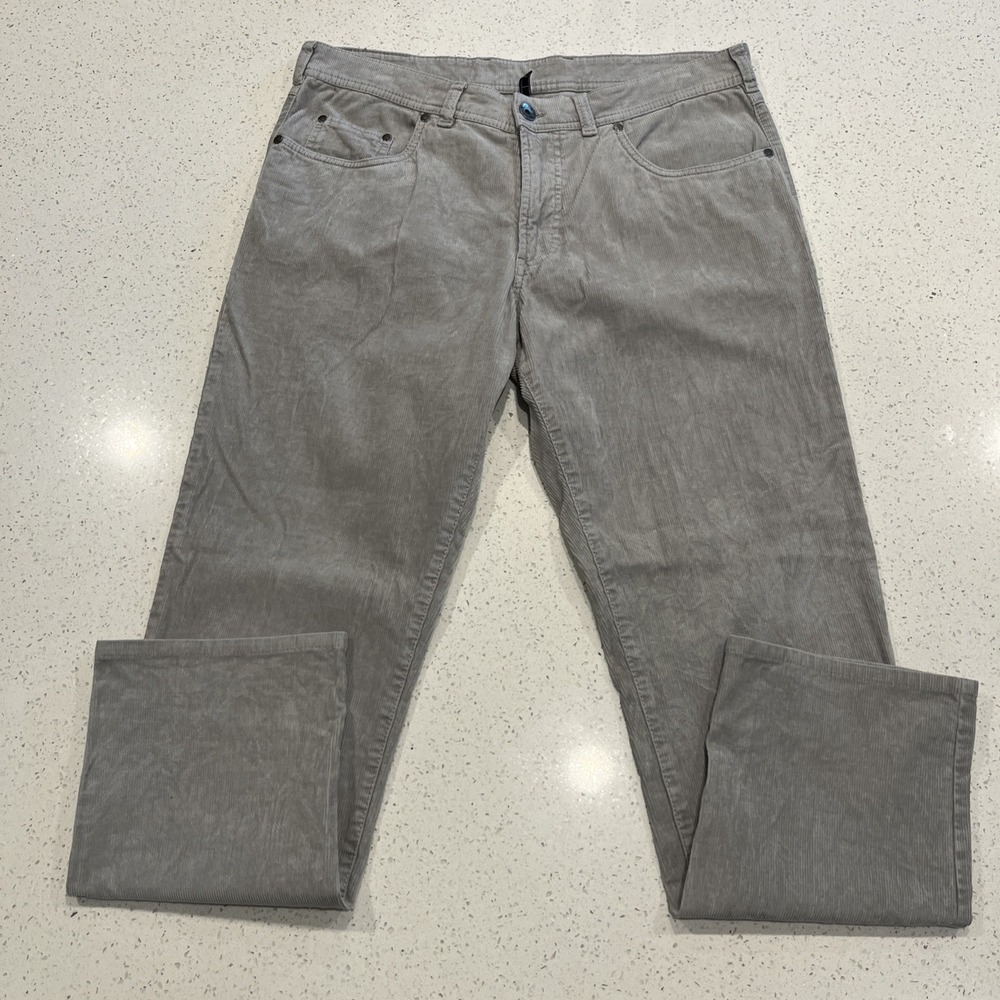 Atelier Gardeur Corduroy Pants Men's 35x32 Gray Preppy Straight Trouser
